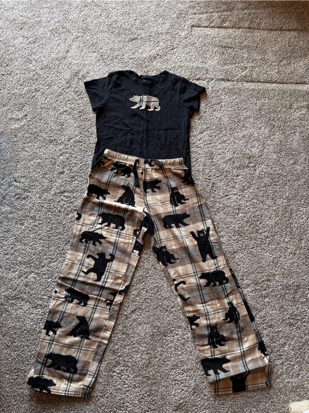 Hatley Black Tee with Plaid Bear Applique - Picture 2 of 7